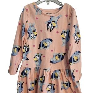 Kids Bluey Character Long Sleeve Pink Dress Size 4T